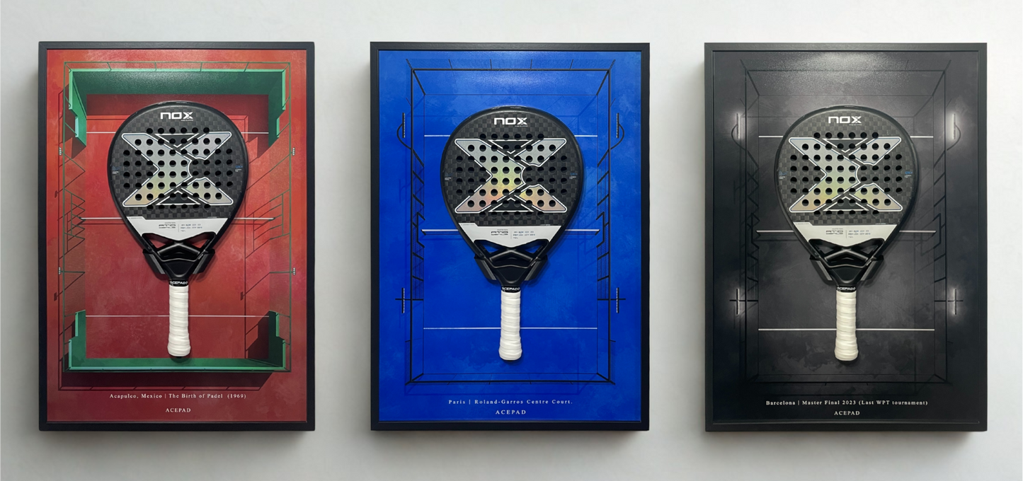 Quadro Pista de Padel com suporte para raquete (50 × 70 cm)