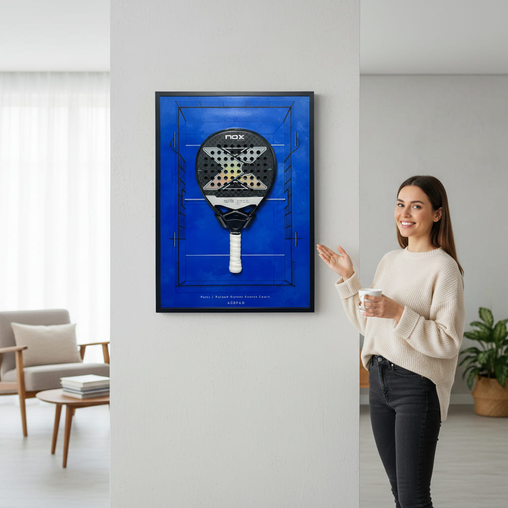 Quadro Pista de Padel com suporte para raquete (50 × 70 cm)